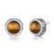 O ródio chapeou 925 Sterling Silver Gemstone Earrings Round Tiger Stone Earrings