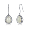 925 jade branco dado forma pera cinzelado de Sterling Silver Gemstone Earrings 5.63g