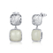 925 jade branco dado forma pera cinzelado de Sterling Silver Gemstone Earrings 5.63g