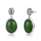 jade verde oval de 1.54g 925 Sterling Silver Gemstone Earrings 9x10mm