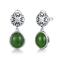 Jade verde oval de dezembro Birthstone 925 Sterling Silver Gemstone Earrings 10x13mm