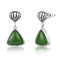 Cabochon 925 jade do verde do retângulo de Sterling Silver Gemstone Earrings 7x12mm