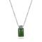 verde de prata Jade Pendant do retângulo da corrente 9x14mm do grânulo do pendente de pedra preciosa 2.08g 925