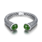 A pérola de Sterling Silver Bangles 10x12mm dos cristais 925 das pedras dá forma ao jade verde