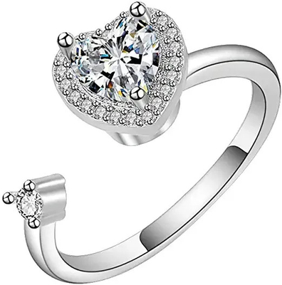 Anéis da Amizade em Prata Esterlina 925 , Anel Clássico Love Silver Zircon