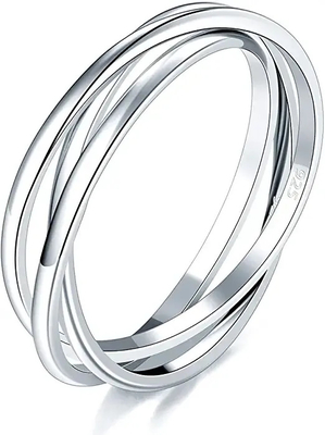Sterling fino 925 anéis de prata da CZ, 4.20g Sterling Silver Rings contínuo