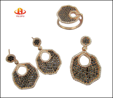 925 Prata Dangle Pendant Set com AAA Cz Stones Custom Logo Lobster Clamp