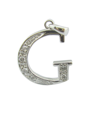 G Letras 1,25mm/1,5mm Pedras 925 Prata CZ Pendente Acessível e Elegante Pendente de prata esterlina Alfabeto de diamante