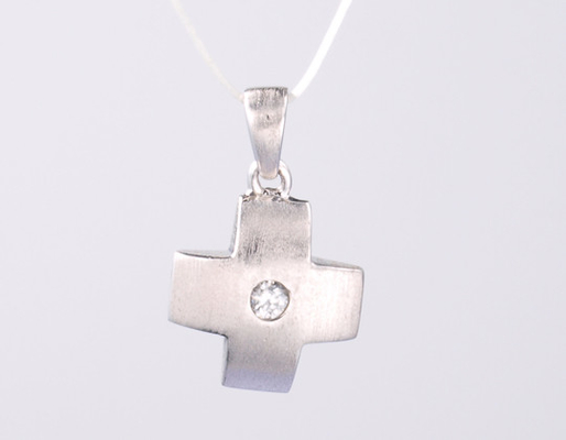 Pendente de cruz de prata de 925 esterlinas com encantos de design religioso para jóias
