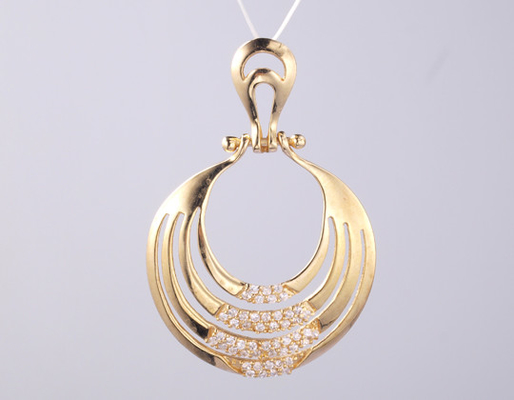 18K AMARELHO OURO ÚNICO 925 Prata Pendente Geométrico Decorado com anéis de pedra preciosa de prata de zircão personalizável Acessório