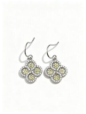 2026 New Hot Summer 925 Silver CZ Earring Wire/Earring Hook com Apple Verde e Branco AAA CZ Stones, Round Lucky Flower Circle Earring Jewelry Rhodium Plated for Classic Look, Apple Green CZ Jewelry