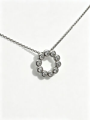 925 Silver Rhodium CZ Pendant with White AAA Solitaire Circle Pendant CZ Stones in Round Circle Rhodium 0.1 Micron Plated Mirror Polished Finish , Circles Pendants, A Set Collection