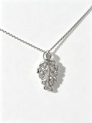 White Rhodium 925 Silver CZ Pendant  Blooming Cute Grape Pendant with Rolo Chain Jewellery Factory White AAA Bezel CZ Stones  22*17.5mm Size 5.35g Total Weight Necklace Grape