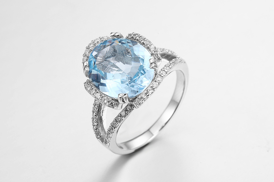Anel de noivado de prata dos anéis 5.3g outubro Birthstone de pedra preciosa da safira 925