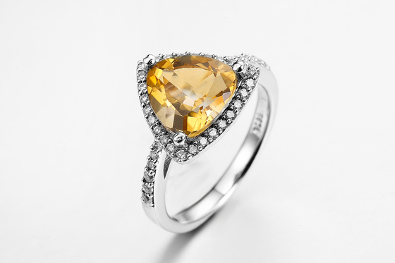 Amarelo unisex do anel de noivado 4.84g de novembro Birthstone citrino