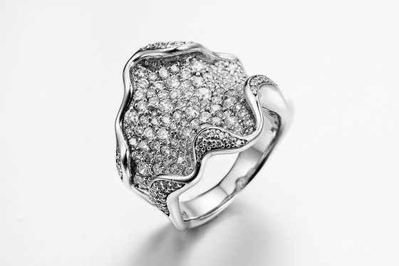 Alianças de casamento fêmeas Reticular 9.84g Sterling Silver Cz Anniversary Bands do zirconita
