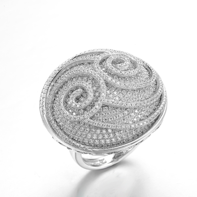 Os homens do zirconita prateiam os anéis modelados 13.8g Sterling Silver Engraved Ring