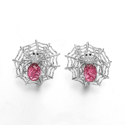 Web de aranha dos cristais 4.85g de Sterling Silver Stud Earrings With Swarovski do rubi 925