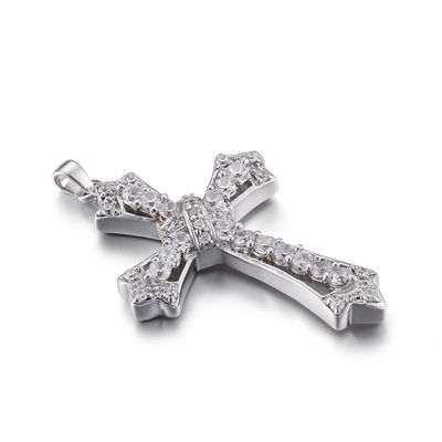 Sobreposição III 925 pendente de prata do pendente 4.53g Sterling Silver Cubic Zirconia Cross da CZ