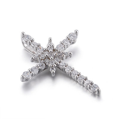 St Benedict Medal Pendant dos homens do pendente do zirconita do ouro branco de 2.5mm