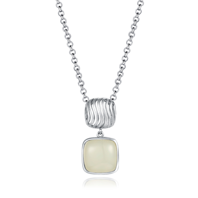 O espelho lustrou o coxim de prata Jade Pendant Necklace branca do pendente de pedra preciosa 925