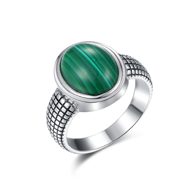925 Sterling Silver Malachite Ring Round deram forma às alianças de casamento da malaquite para mulheres