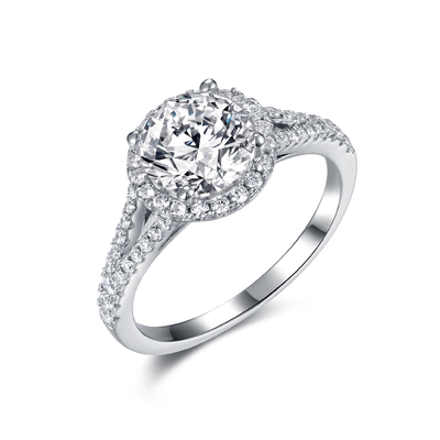 Estilo da efervescência de Sterling Silver Moissanite Wedding Rings 8.0mm do círculo